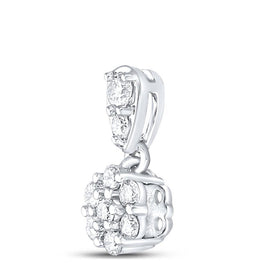 Sparkling Diamond Blossom Pendant | 10kt White Gold Womens Round Diamond Flower Cluster Pendant 1/5 Cttw | Splendid Jewellery - Splendid Jewellery