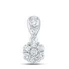 Sparkling Diamond Blossom Pendant | 10kt White Gold Womens Round Diamond Flower Cluster Pendant 1/5 Cttw | Splendid Jewellery - Splendid Jewellery
