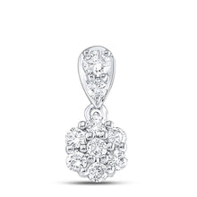 Load image into Gallery viewer, Sparkling Diamond Blossom Pendant | 10kt White Gold Womens Round Diamond Flower Cluster Pendant 1/5 Cttw | Splendid Jewellery - Splendid Jewellery