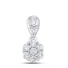 Sparkling Diamond Blossom Pendant | 10kt White Gold Womens Round Diamond Flower Cluster Pendant 1/5 Cttw | Splendid Jewellery - Splendid Jewellery