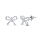 Sparkling Diamond Bow Earrings in 10kt White Gold  Side View from Splendid Jewellery
