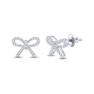 Sparkling Diamond Bow Earrings in 10kt White Gold - Splendid Jewellery