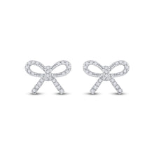 Load image into Gallery viewer, Sparkling Diamond Bow Earrings in 10kt White Gold  Top View from Splendid Jewellery
