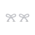 Sparkling Diamond Bow Earrings in 10kt White Gold  Top View from Splendid Jewellery