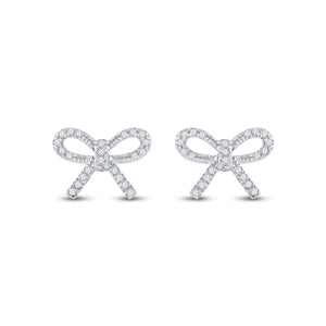 Sparkling Diamond Bow Earrings in 10kt White Gold - Splendid Jewellery