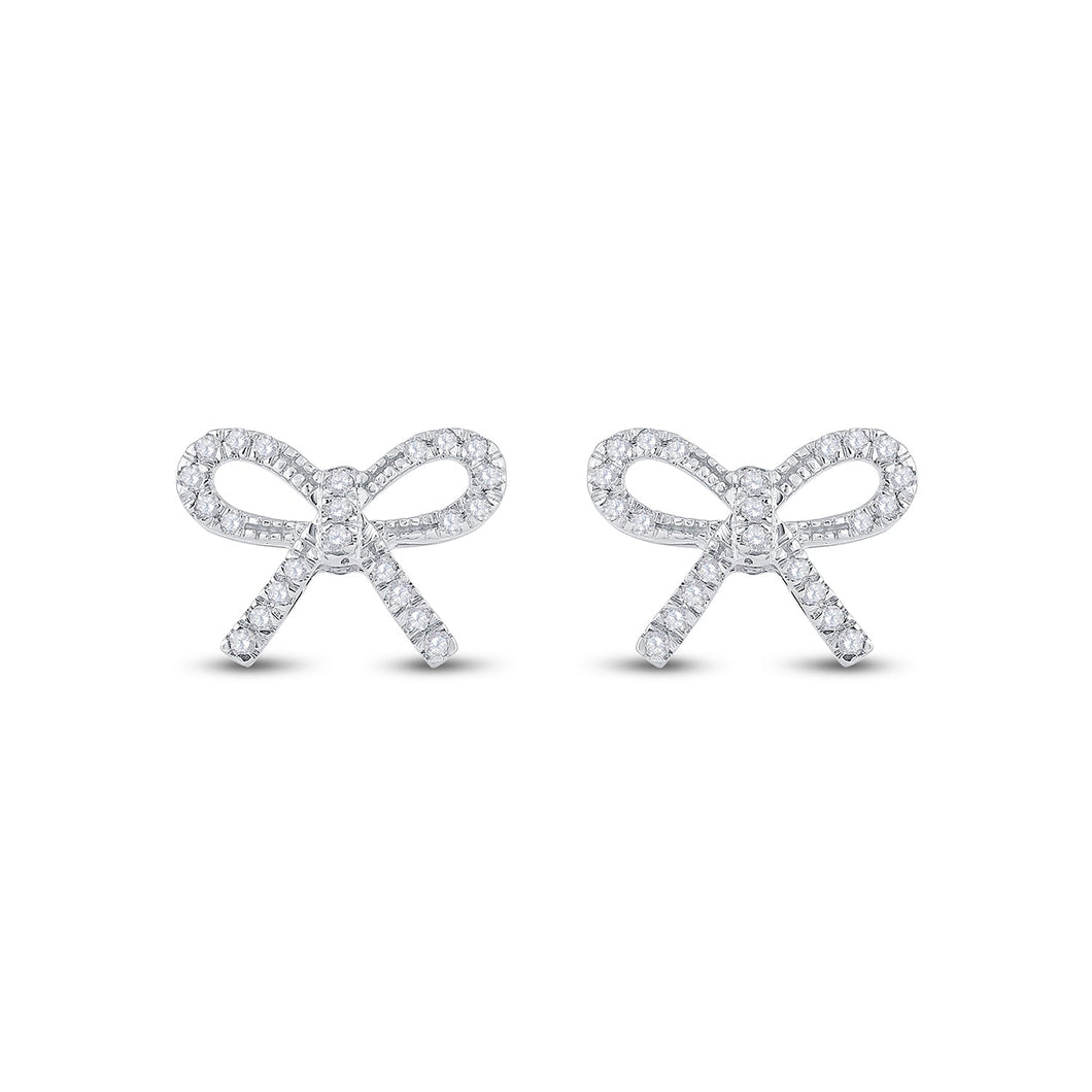 Sparkling Diamond Bow Earrings in 10kt White Gold - Splendid Jewellery