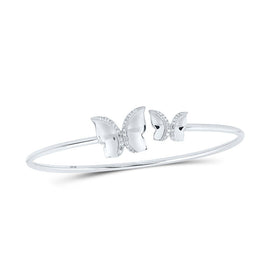 Sparkling Diamond Butterfly Bangle Bracelet in 10kt White Gold - 1/6 Cttw - Splendid Jewellery