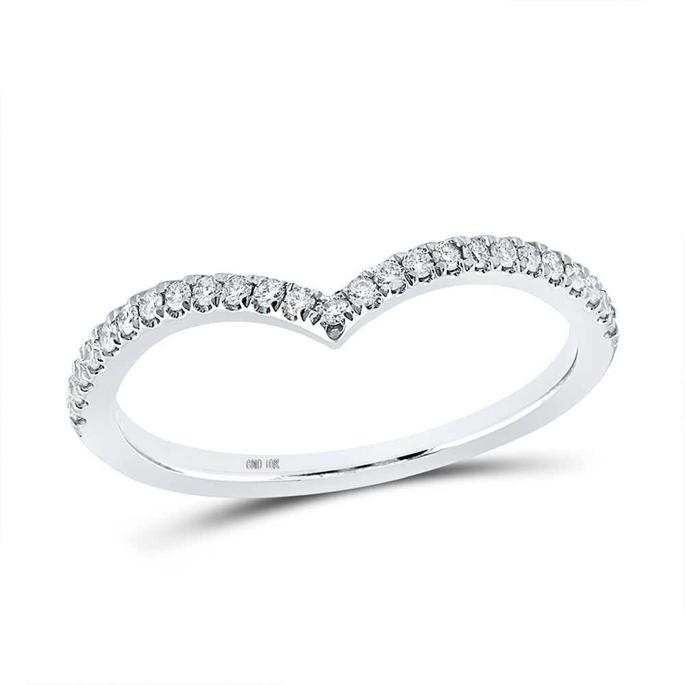 Sparkling Diamond Chevron Stackable Band in 10kt White Gold - Splendid Jewellery