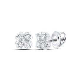 Sparkling Diamond Cluster Earrings in 10kt White Gold - Splendid Jewellery