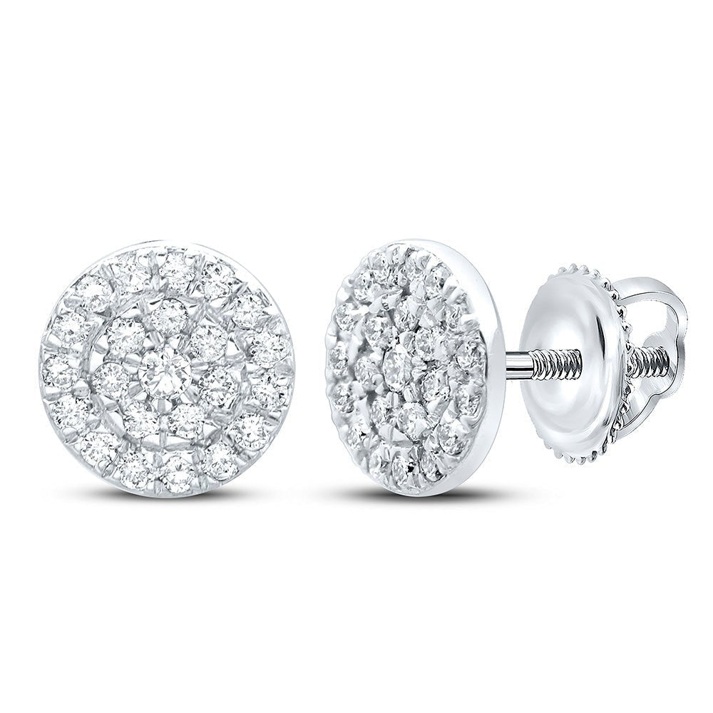 Sparkling Diamond Cluster Earrings in 10kt White Gold - Splendid Jewellery