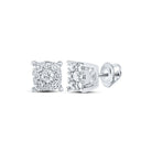 Sparkling Diamond Cluster Earrings in 10kt White Gold - A Captivating Masterpiece - Splendid Jewellery