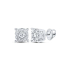Sparkling Diamond Cluster Earrings in 10kt White Gold - A Captivating Masterpiece - Splendid Jewellery