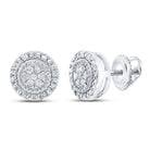 Sparkling Diamond Cluster Earrings in 10kt White Gold - Timeless Elegance for Every Occasion - Splendid Jewellery
