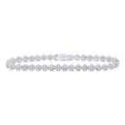 Sparkling Diamond Cluster Link Fashion Bracelet in 10kt White Gold - 4 - 3/8 Cttw - Splendid Jewellery