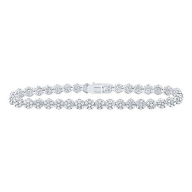 Sparkling Diamond Cluster Link Fashion Bracelet in 10kt White Gold - 4 - 3/8 Cttw - Splendid Jewellery