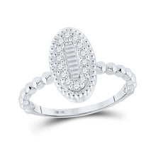 Load image into Gallery viewer, Sparkling Diamond Cluster Ring | 10kt White Gold Womens Baguette Diamond Oval Cluster Ring 1/4 Cttw - Splendid Jewellery