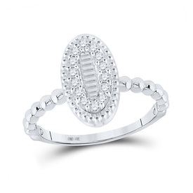 Sparkling Diamond Cluster Ring | 10kt White Gold Womens Baguette Diamond Oval Cluster Ring 1/4 Cttw - Splendid Jewellery
