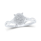 Sparkling Diamond Cluster Ring | 10kt White Gold Womens Round Diamond Oval Ring 1/20 Cttw - Splendid Jewellery