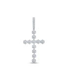 Sparkling Diamond Cross Pendant | 10kt White Gold Womens Round Diamond Cross Pendant 1 - 3/8 Cttw - Splendid Jewellery