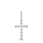 Sparkling Diamond Cross Pendant | 10kt White Gold Womens Round Diamond Cross Pendant 1 - 3/8 Cttw - Splendid Jewellery