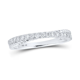 Sparkling Diamond Delight | 10kt White Gold Womens Round Diamond Stackable Band Ring 1/4 Cttw - Splendid Jewellery