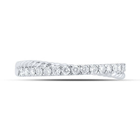 Sparkling Diamond Delight | 10kt White Gold Womens Round Diamond Stackable Band Ring 1/4 Cttw - Splendid Jewellery