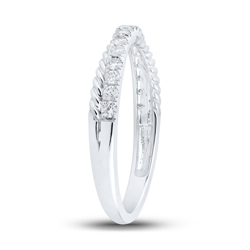 Sparkling Diamond Delight | 10kt White Gold Womens Round Diamond Stackable Band Ring 1/4 Cttw - Splendid Jewellery
