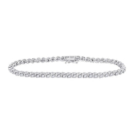 Sparkling Diamond Delight: 10kt White Gold Women's Round Diamond Tennis Bracelet 2 Cttw - Splendid Jewellery