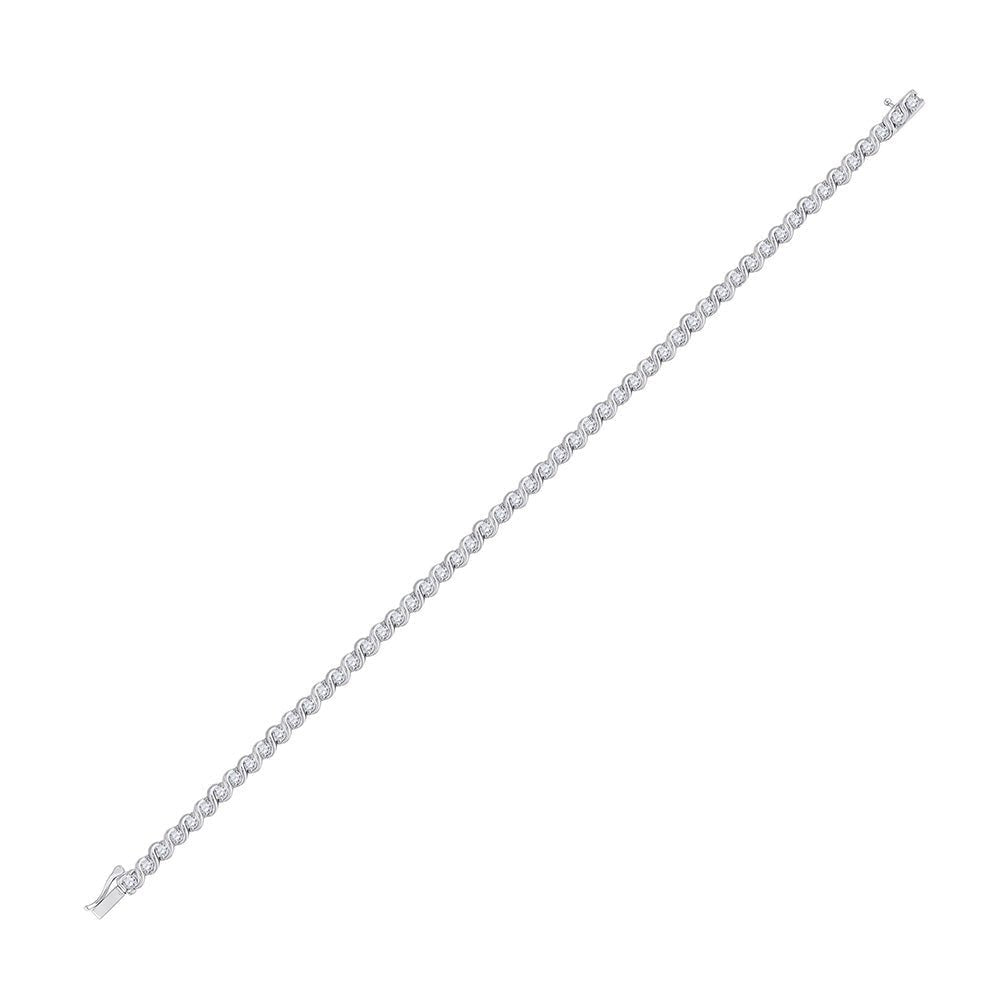 Sparkling Diamond Delight: 10kt White Gold Women's Round Diamond Tennis Bracelet 2 Cttw - Splendid Jewellery