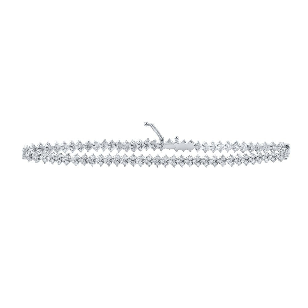 Sparkling Diamond Elegance: 10kt White Gold Women's Round Diamond Fashion Bracelet - Splendid Jewellery