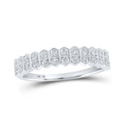 Sparkling Diamond Elegance: 10kt White Gold Womens Round Diamond Stackable Band Ring 1/6 Cttw - Splendid Jewellery
