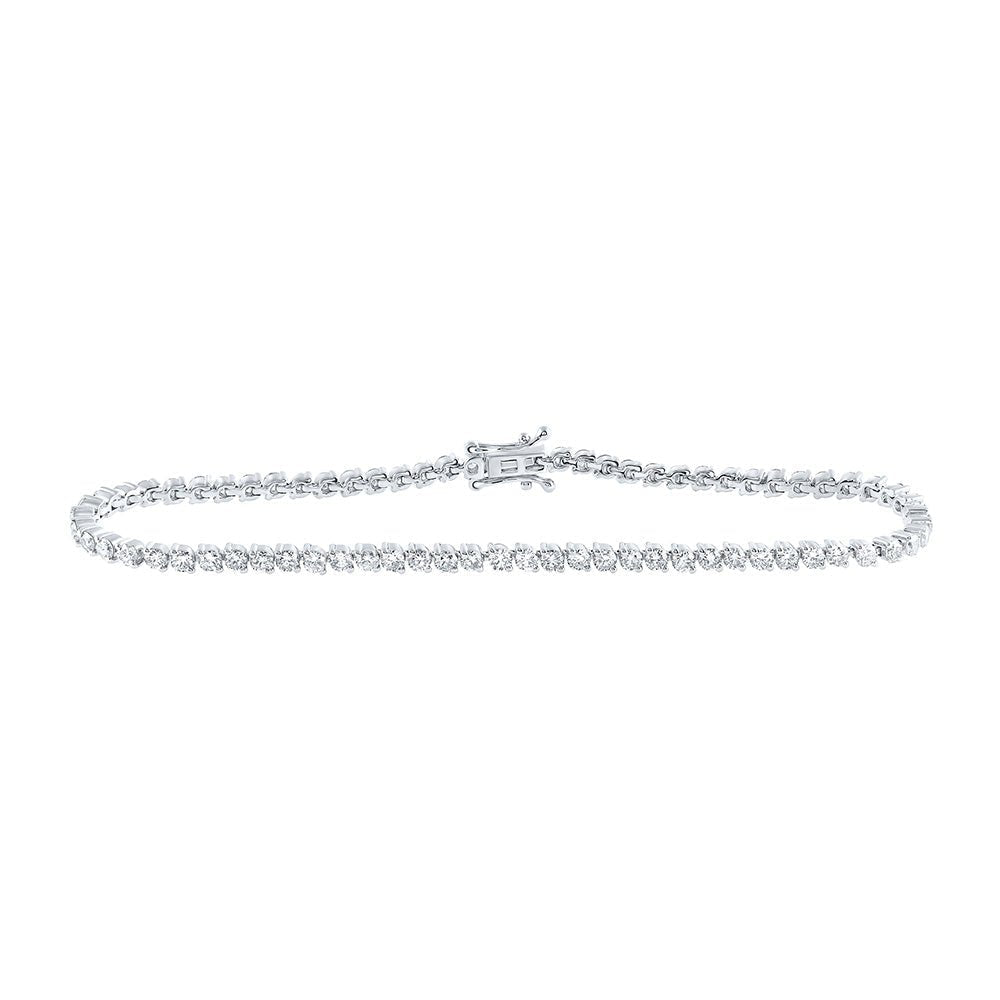 Sparkling Diamond Elegance: 14kt White Gold Round Tennis Bracelet - 3 Cttw - Splendid Jewellery
