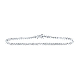 Sparkling Diamond Elegance: 14kt White Gold Round Tennis Bracelet - 3 Cttw - Splendid Jewellery