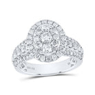 Sparkling Diamond Elegance Ring | 14kt White Gold Womens Round Diamond Oval Ring 1 - 1/2 Cttw - Splendid Jewellery