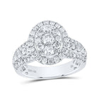 Sparkling Diamond Elegance Ring | 14kt White Gold Womens Round Diamond Oval Ring 1 - 1/2 Cttw - Splendid Jewellery