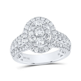 Sparkling Diamond Elegance Ring | 14kt White Gold Womens Round Diamond Oval Ring 1 - 1/2 Cttw - Splendid Jewellery