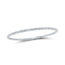 Load image into Gallery viewer, Sparkling Diamond Flex Bangle Bracelet in 10kt White Gold - 1 Cttw - Splendid Jewellery