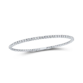 Sparkling Diamond Flex Bangle Bracelet in 10kt White Gold - 1 Cttw - Splendid Jewellery