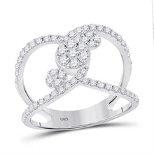 Load image into Gallery viewer, Sparkling Diamond Galaxy Ring | 14kt White Gold Womens Round Diamond Negative Space Cluster Ring 3/4 Cttw | Splendid Jewellery - Splendid Jewellery