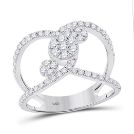 Sparkling Diamond Galaxy Ring | 14kt White Gold Womens Round Diamond Negative Space Cluster Ring 3/4 Cttw | Splendid Jewellery - Splendid Jewellery