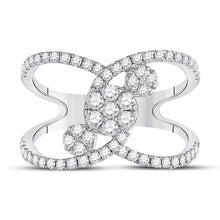 Load image into Gallery viewer, Sparkling Diamond Galaxy Ring | 14kt White Gold Womens Round Diamond Negative Space Cluster Ring 3/4 Cttw | Splendid Jewellery - Splendid Jewellery
