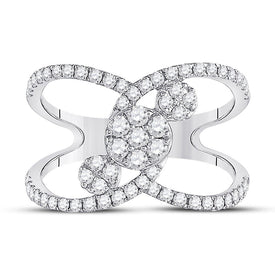 Sparkling Diamond Galaxy Ring | 14kt White Gold Womens Round Diamond Negative Space Cluster Ring 3/4 Cttw | Splendid Jewellery - Splendid Jewellery