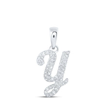Load image into Gallery viewer, Sparkling Diamond Initial Necklace | 10kt White Gold Round Diamond Y Initial Pendant 1/5 Cttw | Splendid Jewellery - Splendid Jewellery