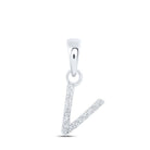 Sparkling Diamond Initial Pendant - 10kt White Gold Letter Necklace with Dazzling Diamond Accent - Splendid Jewellery