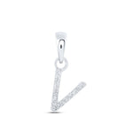 Sparkling Diamond Initial Pendant - 10kt White Gold Letter Necklace with Dazzling Diamond Accent - Splendid Jewellery
