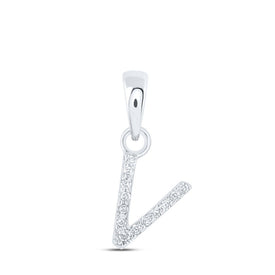 Sparkling Diamond Initial Pendant - 10kt White Gold Letter Necklace with Dazzling Diamond Accent - Splendid Jewellery