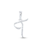 Sparkling Diamond Initial Pendant | 10kt White Gold Round Diamond T Initial Pendant 1/12 Cttw | Splendid Jewellery - Splendid Jewellery