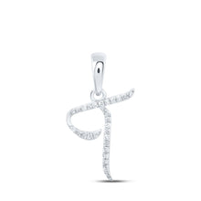 Load image into Gallery viewer, Sparkling Diamond Initial Pendant | 10kt White Gold Round Diamond T Initial Pendant 1/12 Cttw | Splendid Jewellery - Splendid Jewellery