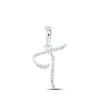 Sparkling Diamond Initial Pendant | 10kt White Gold Round Diamond T Initial Pendant 1/12 Cttw | Splendid Jewellery - Splendid Jewellery