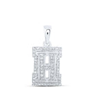 Sparkling Diamond Initial Pendant - 10kt White Gold Womens Round Diamond H Initial Letter Pendant 1/5 Cttw - Splendid Jewellery